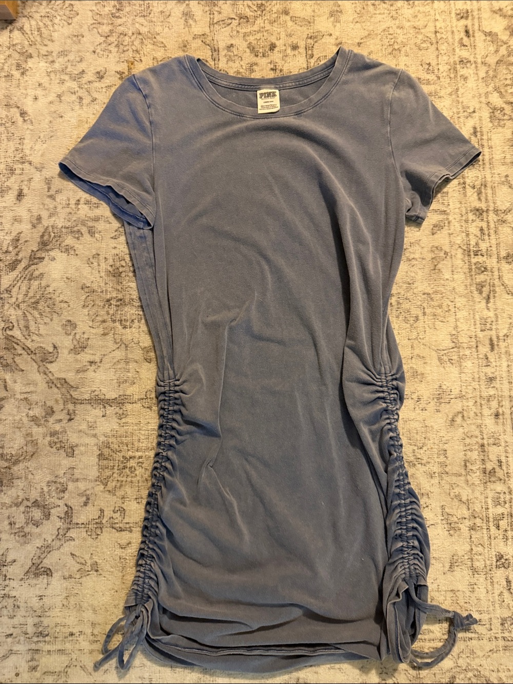 PINK Victoria's Secret Dusty Blue Side-Ruched T-Shirt Dress